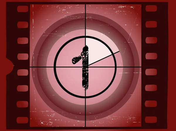 Vieux Compte Rebours Film Rayé Rouge — Image vectorielle
