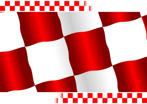 Bandeira Quadriculada Vermelha Com Espaço Cópia Branca Parte Superior Inferior — Vetor de Stock