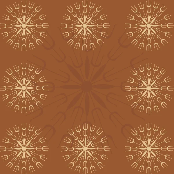 Crème Motif Circulaire Rétro Sur Fond Brwoan — Image vectorielle