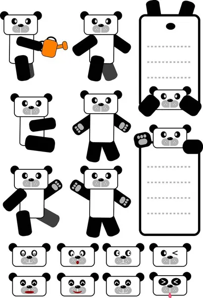 Tip Panda Tasarımı Için Vektör Çizimi Ileti Panosu Duygu Eylem — Stok Vektör