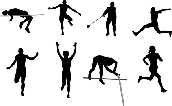Atletik Siluetler Her Biri Ayrı Ayrı Kullanılabilir — Stok Vektör