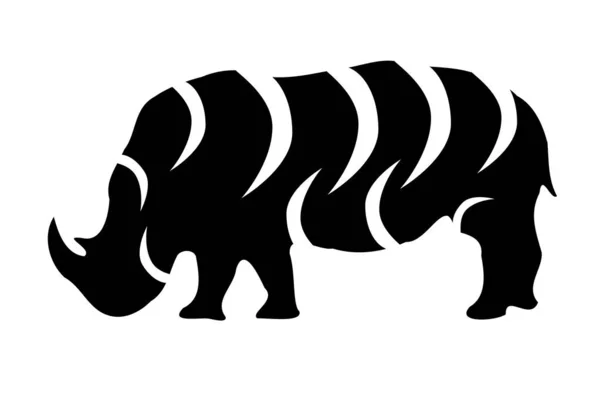 Rhinoceros Tribal Tattoo Silhouette — Stock Vector