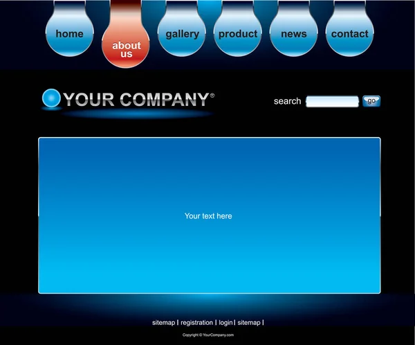 Site Web Noir Modèle Bleu — Image vectorielle