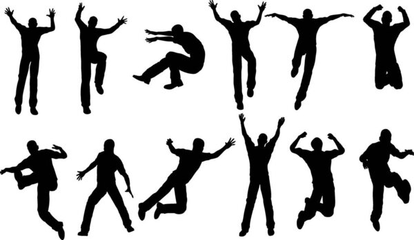 12 Male Jumping Poses (Vector Image