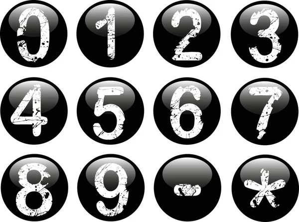 Botones Web Negros Con Números Blancos Grabados Ácido Ellos — Vector de stock