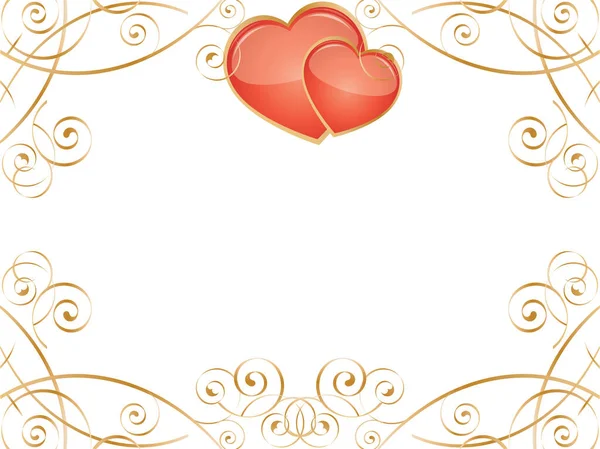 Cadre Vectoriel Avec Cœurs Brillants Motif Tourbillon — Image vectorielle