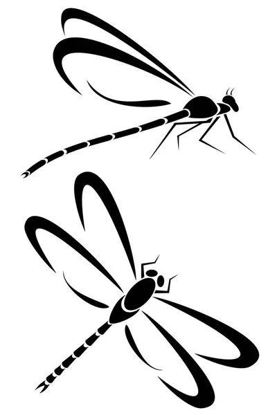 Two Dragonfly Tribal Tatoos — Stock Vector