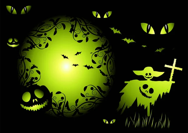 Halloween Gece Arka Plan Vektör Çizim — Stok Vektör
