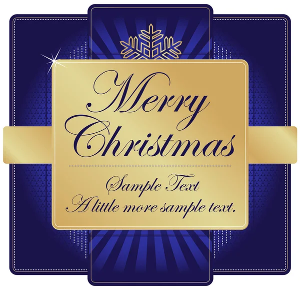 Etiqueta Navidad Azul Oro Adornada Con Espacio Para Propio Texto — Archivo Imágenes Vectoriales