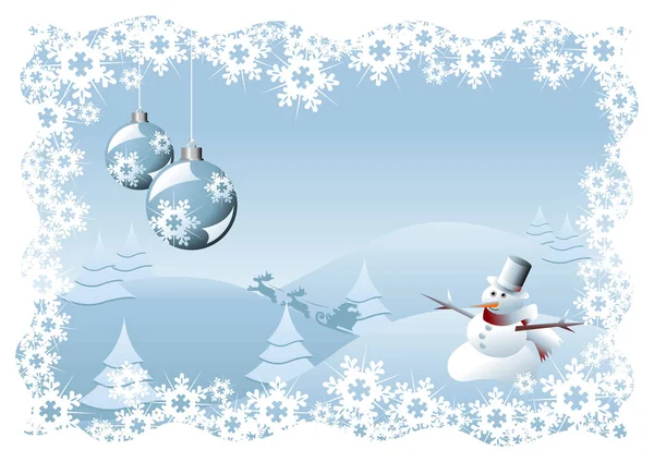 Рождество Снеговиком Сантой Санях — стоковый вектор