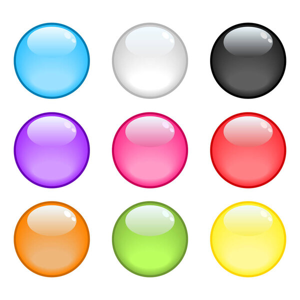 A collection of 9 colorful glossy spheres