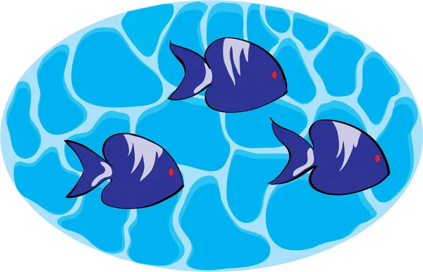 Illustration Blue Fish Blue Background Image Color Illustration — Stock Vector