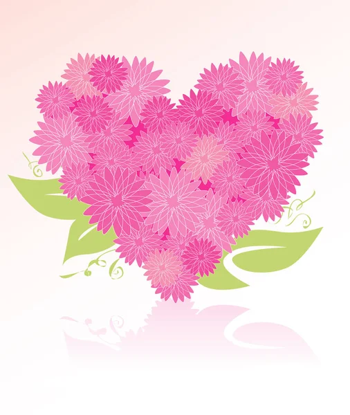 Heart Shaped Flower Bouquet Easy Edit Layered File — Stock Vector