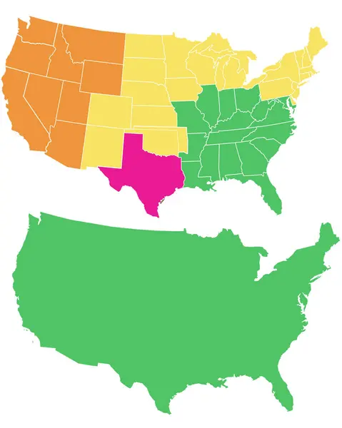 アメリカ地図画像 カラーイラスト — ストックベクタ