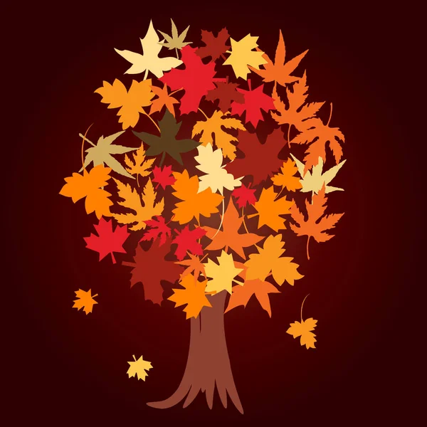 Árvore Abstrata Com Folhas Outono Ilustração Vetorial — Vetor de Stock