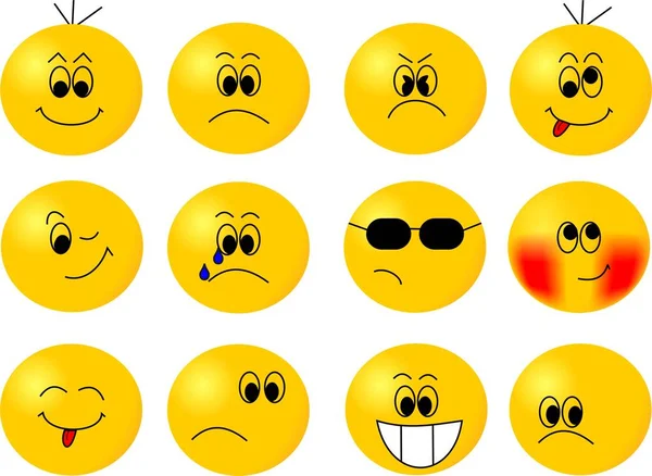 Vector Emoticos Expressing Different Feelings — Stock Vector
