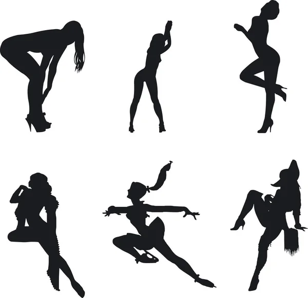 Illustration Sexy Woman Silhouettes — Stock Vector