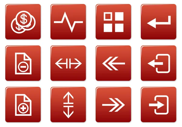 Set Icone Quadrate Gadget Tavolozza Rossa Bianca Illustrazione Vettoriale — Vettoriale Stock