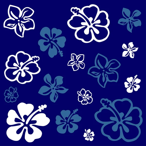 Τετράγωνο Μοτίβο Λουλούδι Χρωματισμένο Λευκό Και Μπλε — Διανυσματικό Αρχείο