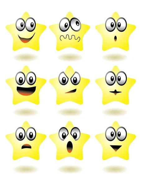 Ilustración Vectorial Para Icono Ordenador Conjunto Emoción Estrella Expresión — Vector de stock