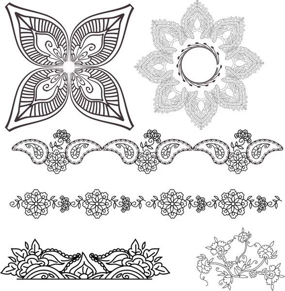 美しい手描きベクトルパターンのデザインは ジュエリー ヘナや装飾のために良い より多くのパターンや花のデザインを見ることです ポートフォリオをご覧ください — ストックベクタ