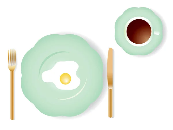 Image Vectorielle Petit Déjeuner Avec Omelette Une Tasse Café — Image vectorielle