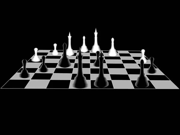 Chess Black White Board Figures Long Ter — Stock Vector