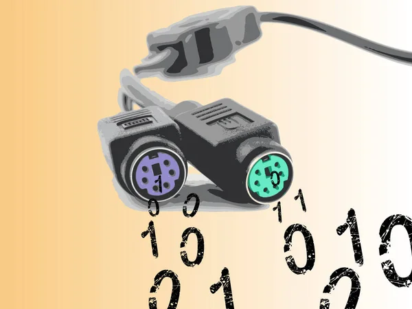 Cable Computadora Escupiendo Números Binarios Ilustración Vectorial — Archivo Imágenes Vectoriales