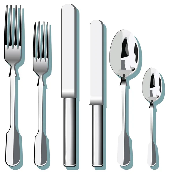 Vector Cutlery Image Color Illustration — Stock Vector