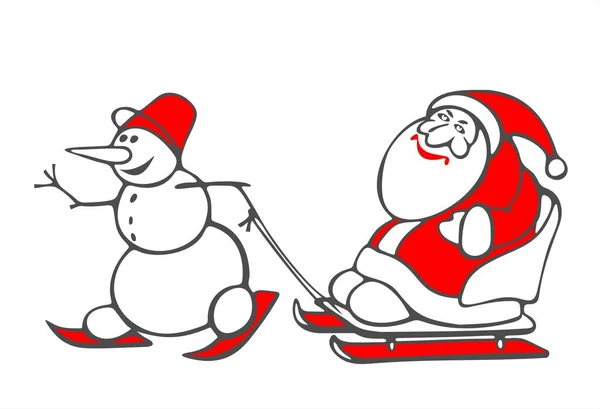 Gestileerde Sneeuwbal Kerstman Een Witte Achtergrond Digitale Illustratie — Stockvector