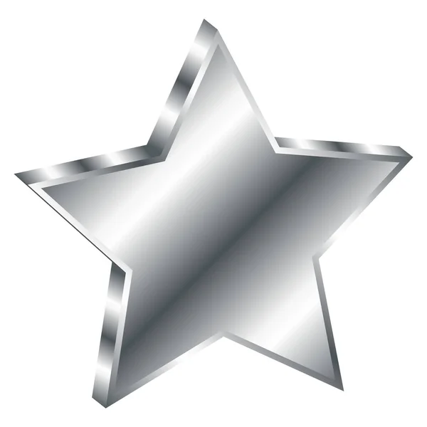 Estrella Plata Aislada Sobre Fondo Blanco — Vector de stock