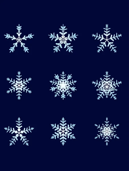 Colección Copos Nieve Listo Para Usar Diseños — Vector de stock