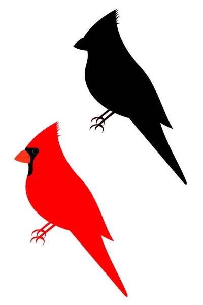 Ensemble Deux Oiseaux Cardinaux — Image vectorielle