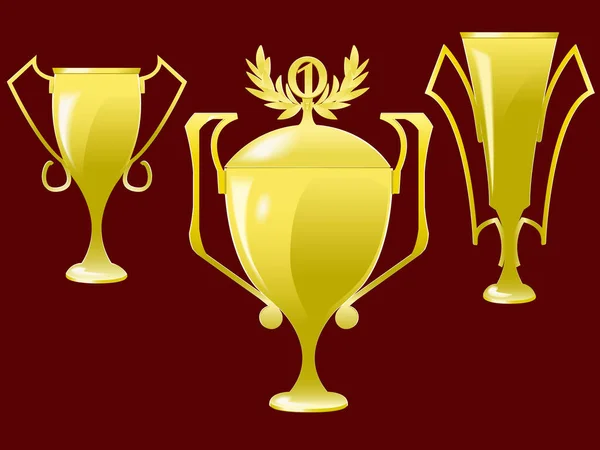 Puchary Nagroda Zwycięstwo Nad Konkursami Wektorze — Wektor stockowy
