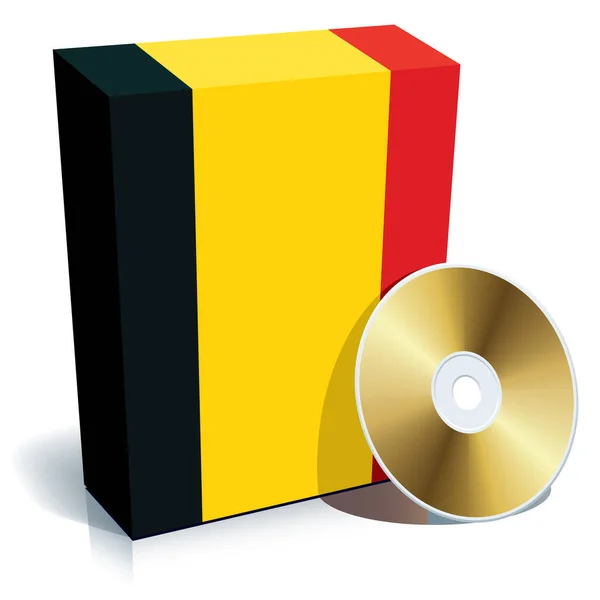 Caja Software Belga Con Colores Bandera Nacional — Archivo Imágenes Vectoriales