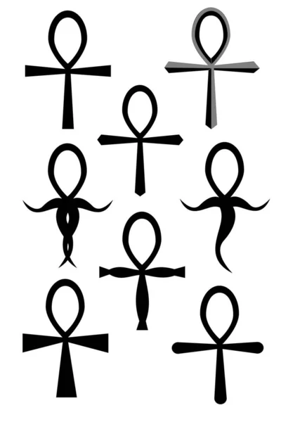Tribal Ankh Tattoo Collection White — Stock Vector