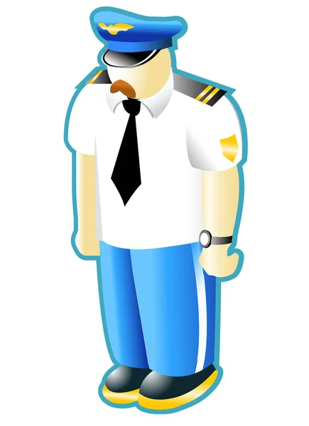 Civil Pilot Bild Färg Illustration — Stock vektor