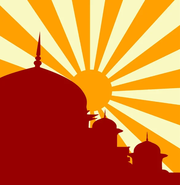 Wektorowa Ilustracja Meczetu Zachodzie Słońca — Wektor stockowy