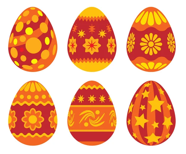 Wielkanoc Malowane Jaja Kolekcji Kolorze Czerwonym — Wektor stockowy