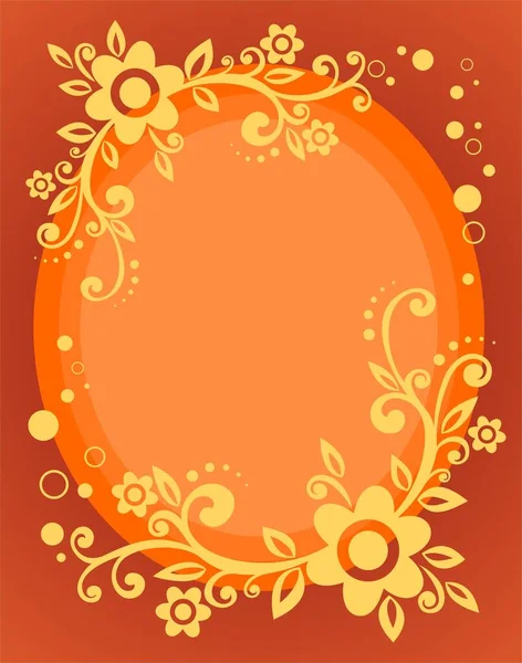 Stilisierte Blumen Rahmen Auf Orangefarbenem Hintergrund — Stockvektor
