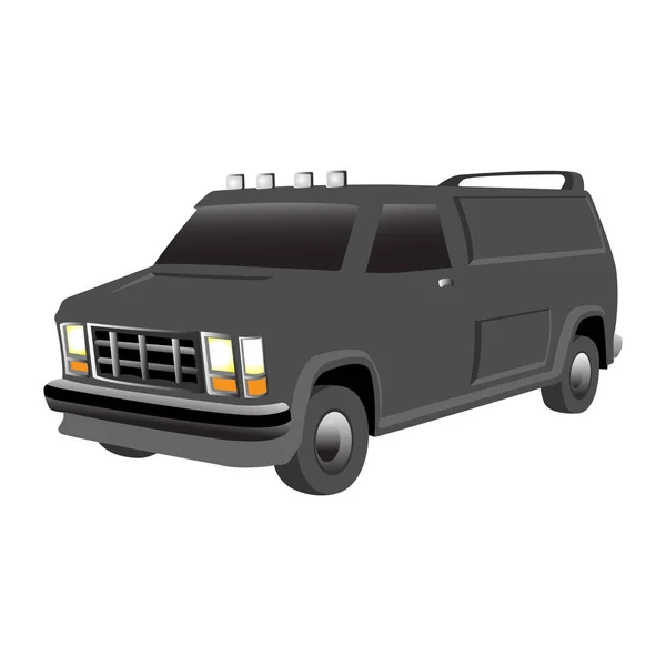 Isolated Black Minivan Vector Illustration — Stock Vector