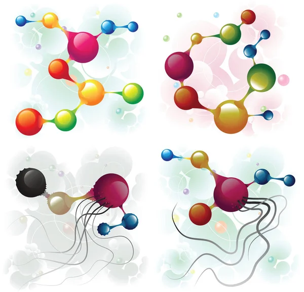 Mikrob Obraz Molekuły Kolorowa Ilustracja — Wektor stockowy