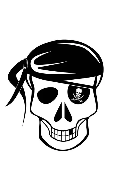 眼帯を持つ海賊の頭蓋骨 — ストックベクタ