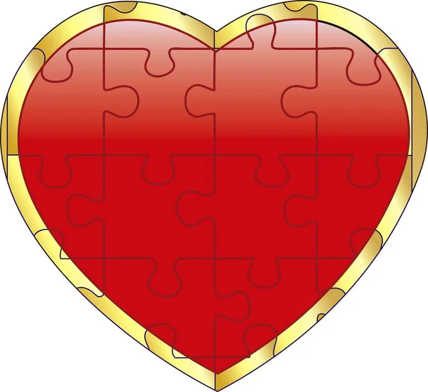 Vector Red Puzzle Heart — Stock Vector