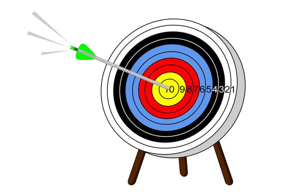 Ένα Βέλος Χτυπά Την Bullseye Ένα Στόχο — Διανυσματικό Αρχείο