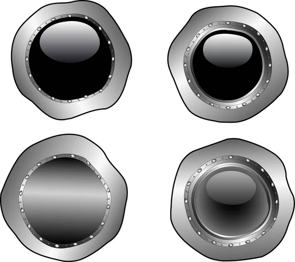 Molten Black Web Buttons Seperated Layers — Stock Vector