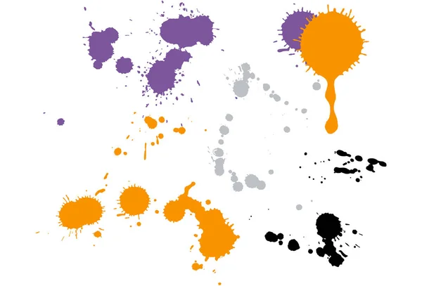 Paint Drops Different Shapes Wite — Stock Vector