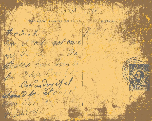 Image Grunge Old Postcard Illustration Couleur — Image vectorielle