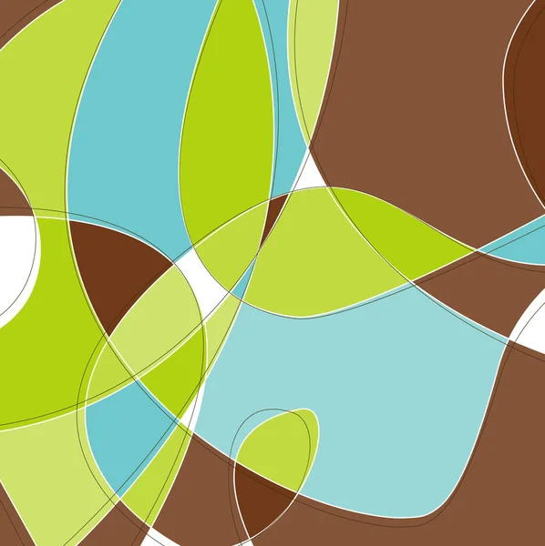 Retro Swirl Loopy Background Stylish Aqua Blue Green Brown Shapes — Stock Vector