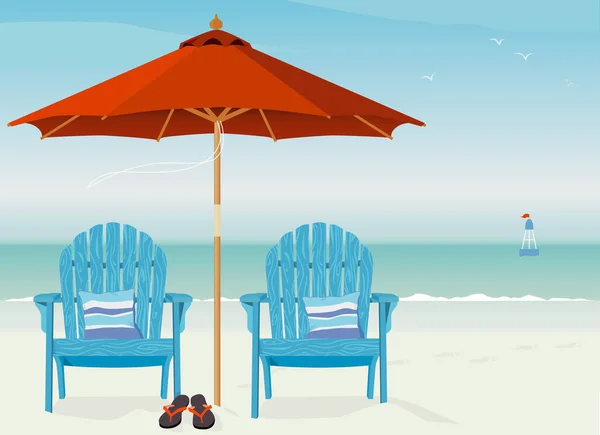 Расслабляющая Сцена Ветреный День Пляже — стоковый вектор